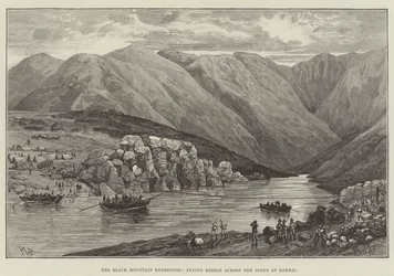 The Black Mountain Expedition, Flying Bridge across the Indus at Bakrai